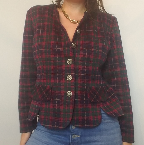 Vintage Tartan Plaid Jacket Blazer - Picture 2 of 9